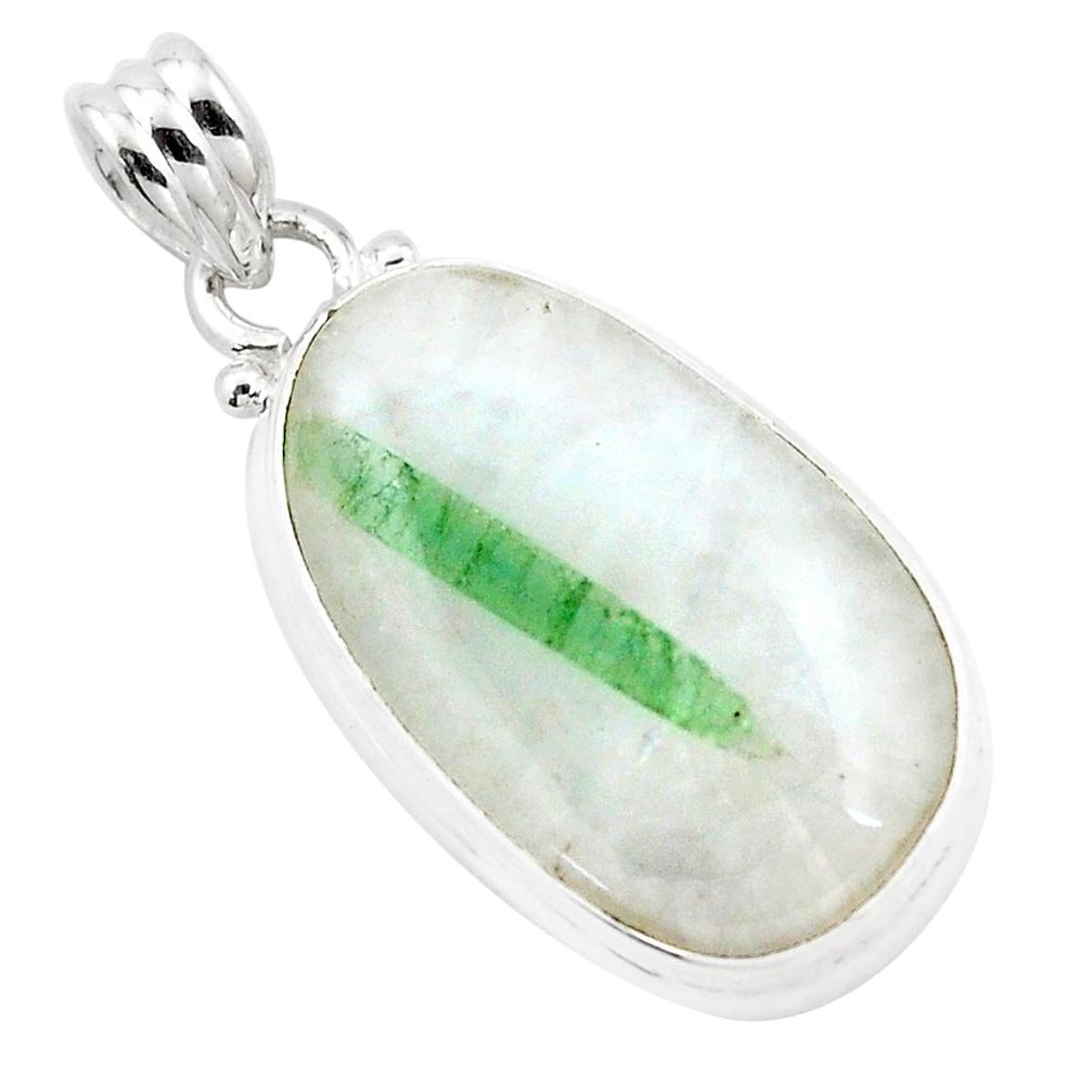 16.20cts natural green tourmaline in quartz 925 sterling silver pendant p13588