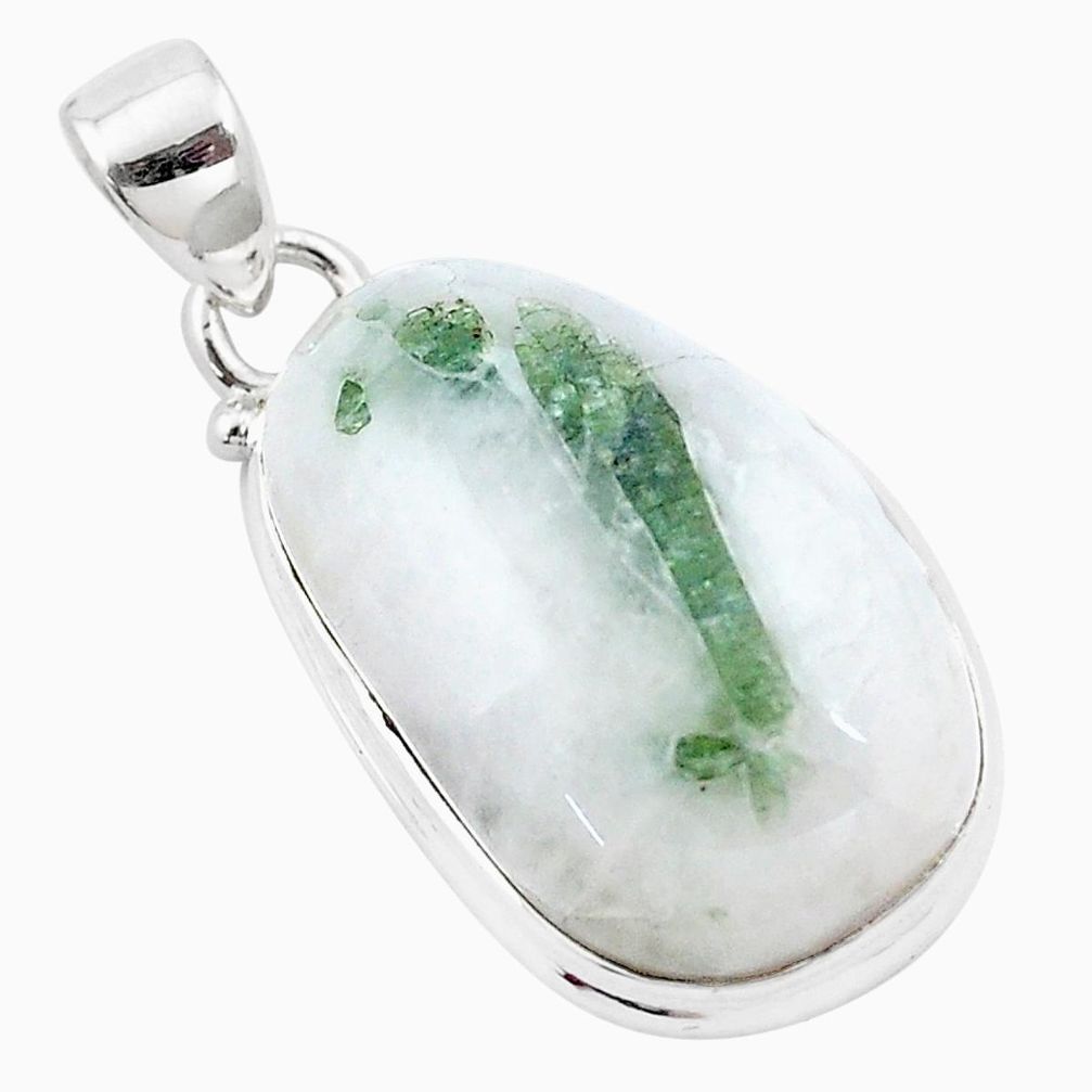 25.00cts natural green tourmaline in quartz 925 sterling silver pendant p13590