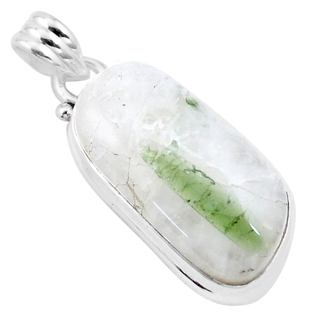 19.23cts natural green tourmaline in quartz 925 sterling silver pendant p13592
