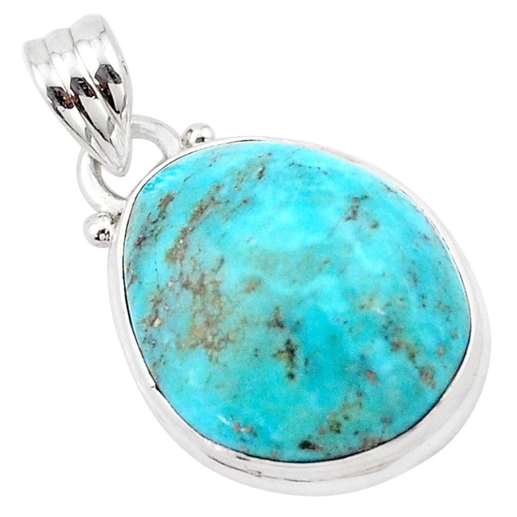 12.62cts natural green kingman turquoise 925 sterling silver pendant p13609