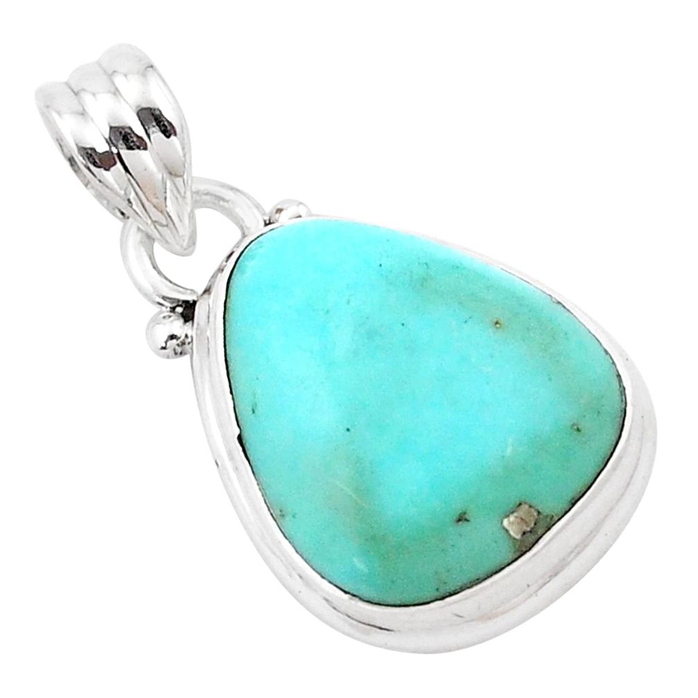 11.73cts natural green kingman turquoise 925 sterling silver pendant p13618