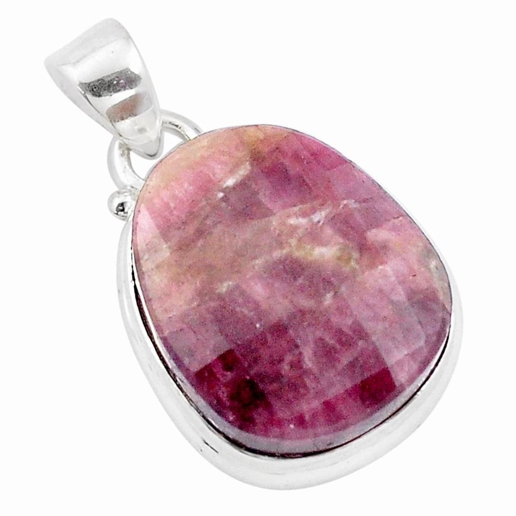 17.18cts natural pink tourmaline 925 sterling silver pendant jewelry p13671