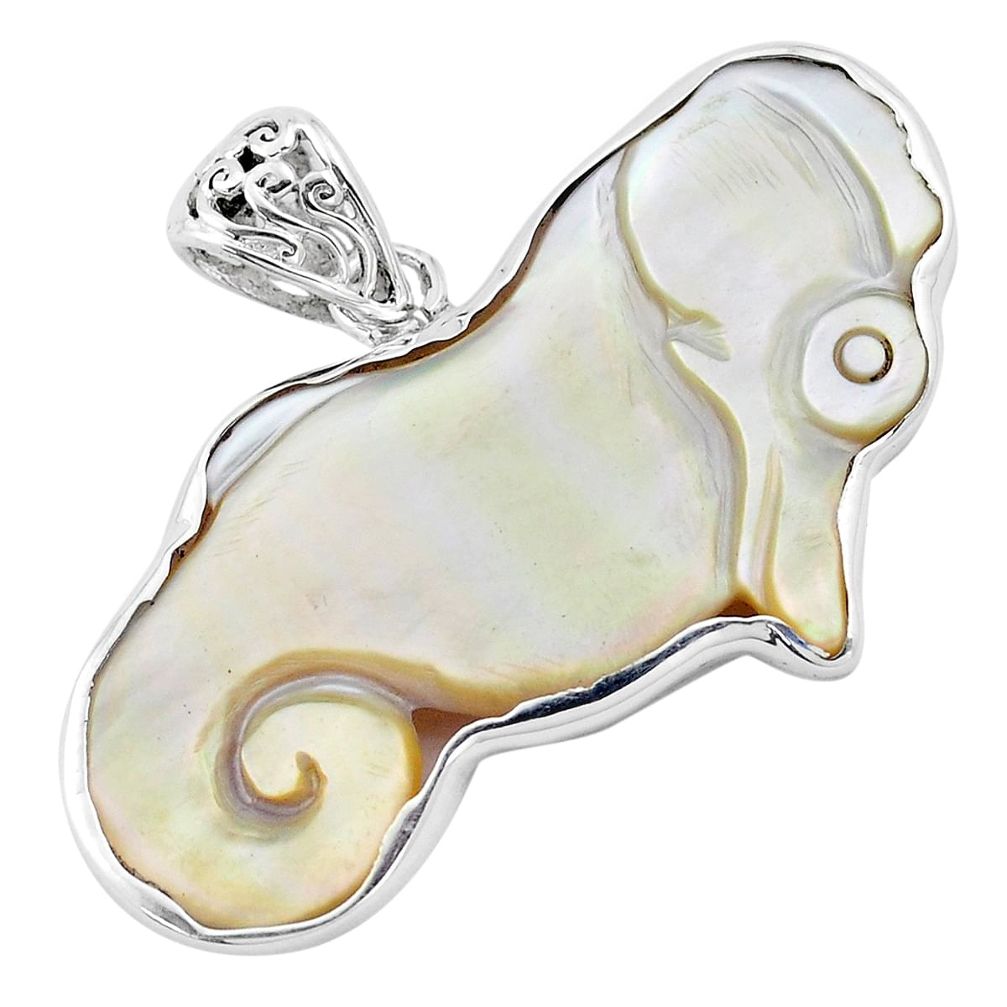 15.72cts natural white blister pearl 925 sterling silver seahorse pendant p13783