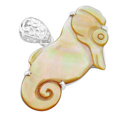18.23cts natural white blister pearl 925 sterling silver seahorse pendant p13786