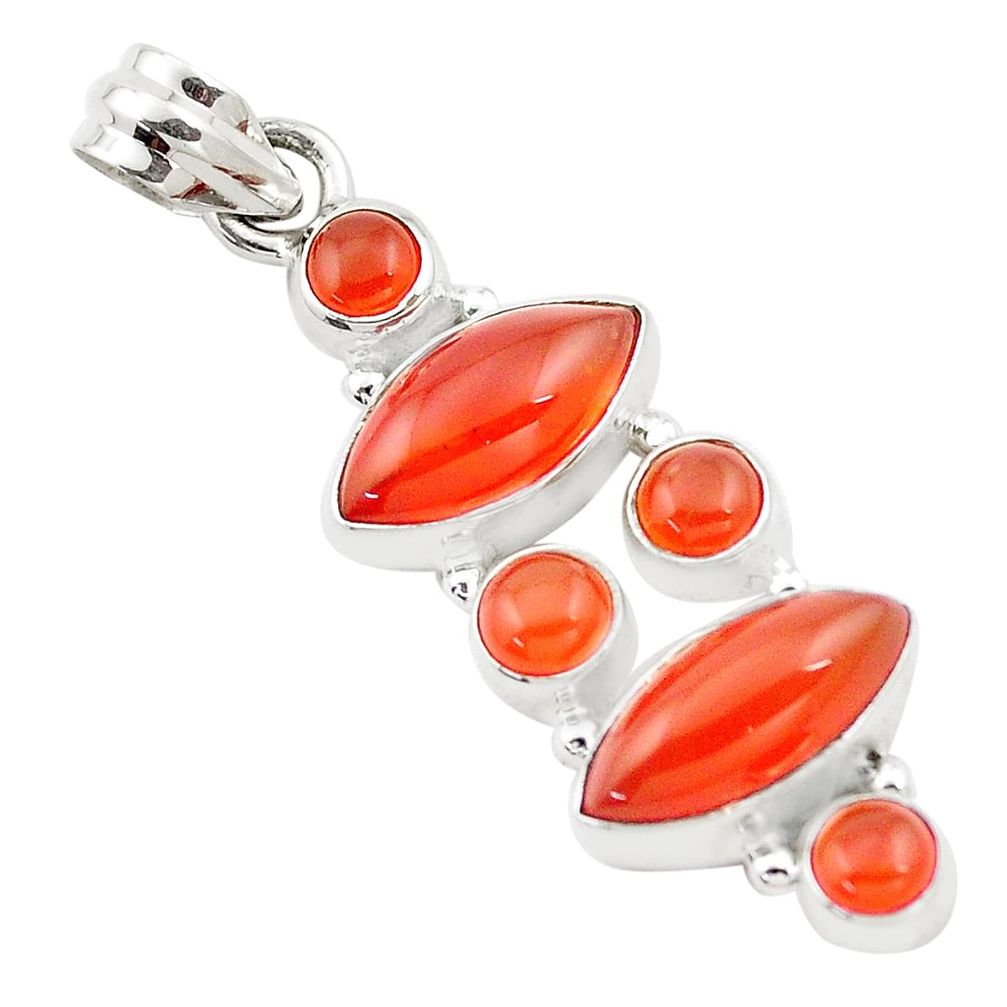 14.26cts natural orange cornelian (carnelian) 925 sterling silver pendant p13843