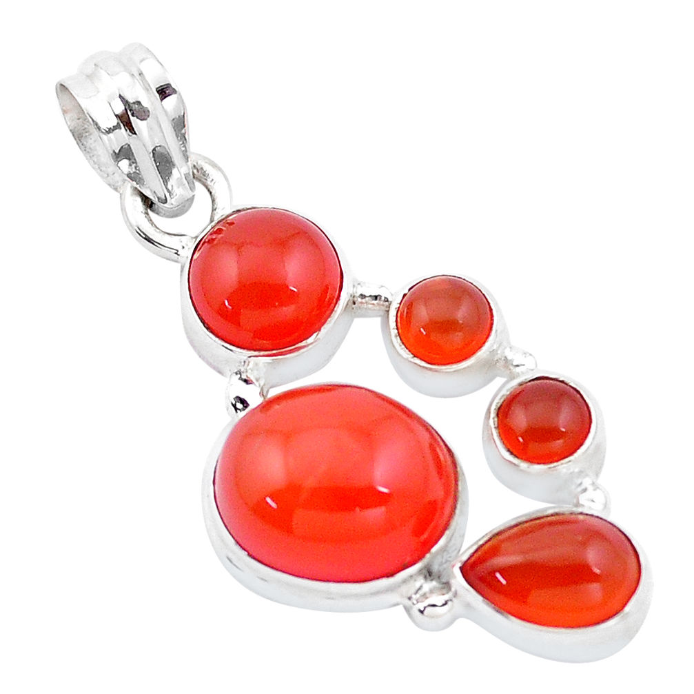 11.71cts natural orange cornelian (carnelian) 925 sterling silver pendant p13849