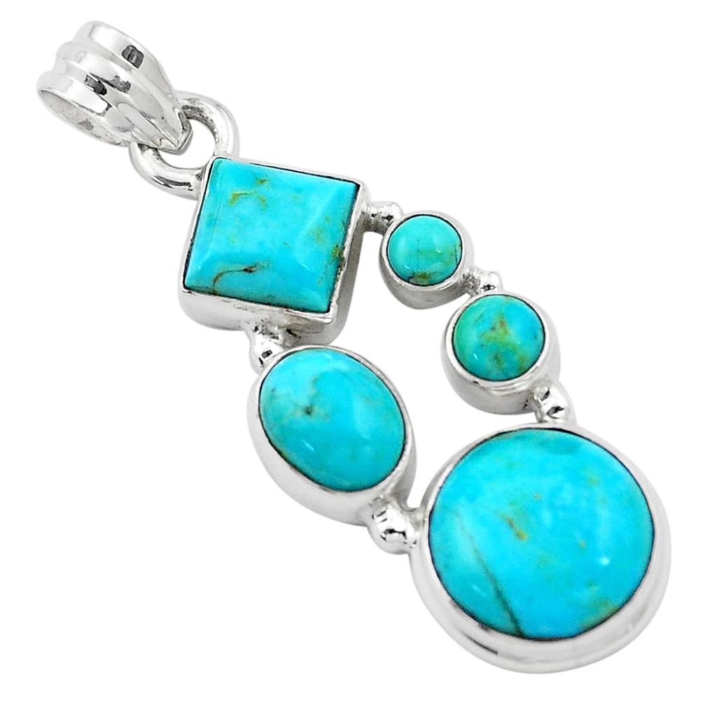 12.71cts blue arizona mohave turquoise 925 sterling silver pendant p13892