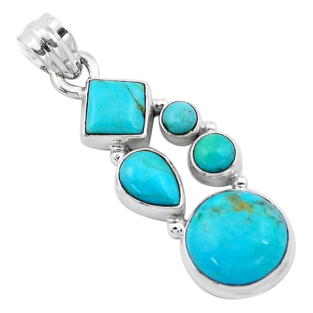 925 sterling silver 10.37cts blue arizona mohave turquoise pendant p13893