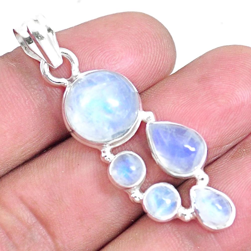 14.00cts natural rainbow moonstone 925 sterling silver pendant jewelry p14223