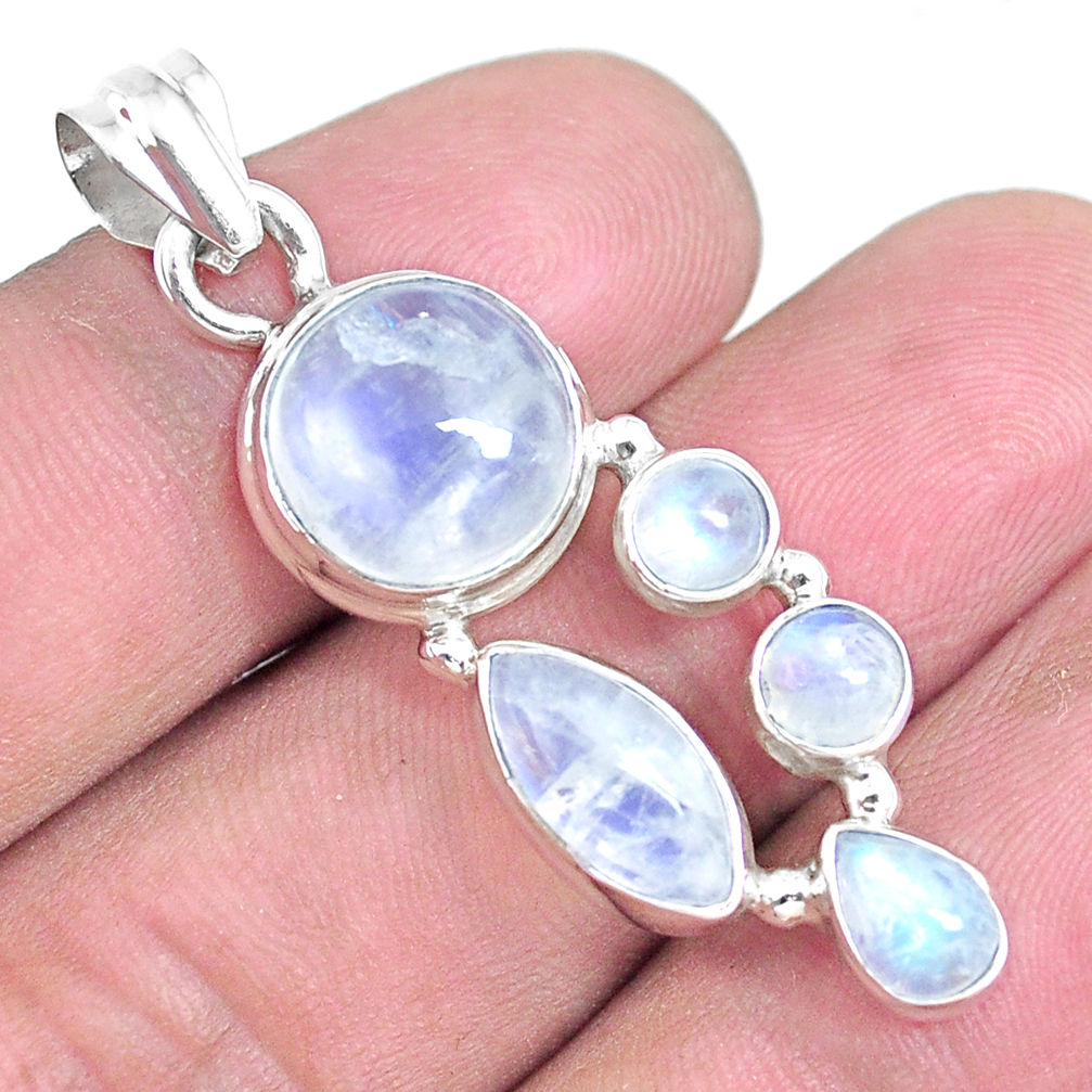 925 sterling silver 12.34cts natural rainbow moonstone pendant jewelry p14224