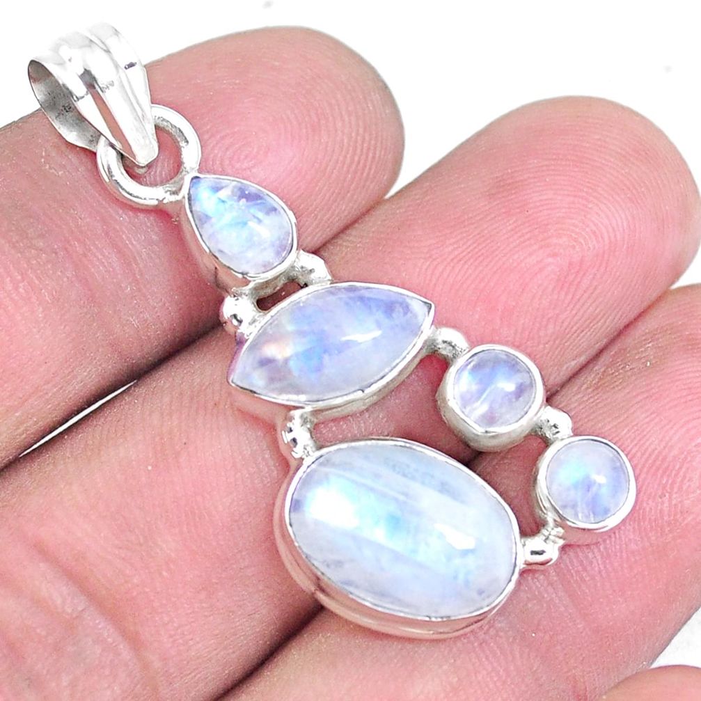 12.71cts natural rainbow moonstone 925 sterling silver pendant jewelry p14236