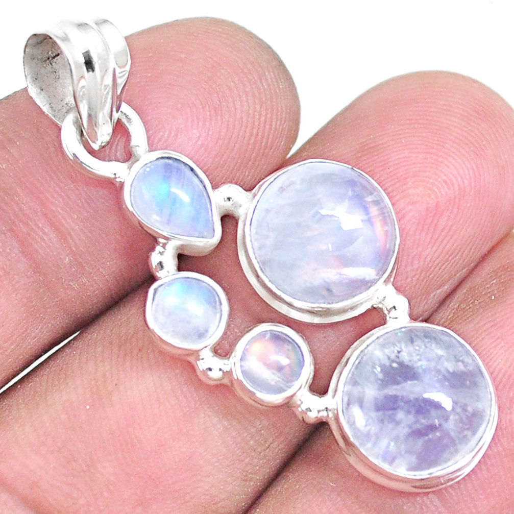 925 sterling silver 12.71cts natural rainbow moonstone pendant jewelry p14237