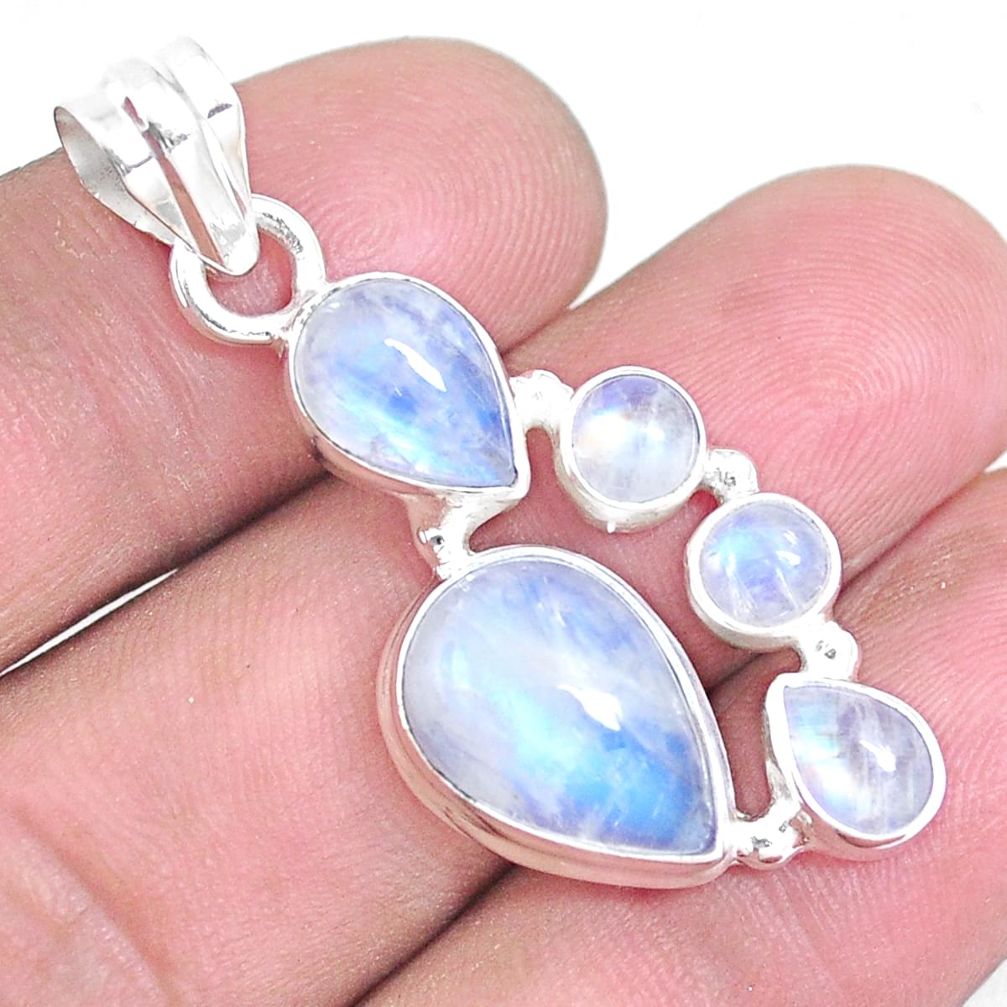 925 sterling silver 12.71cts natural rainbow moonstone pendant jewelry p14240