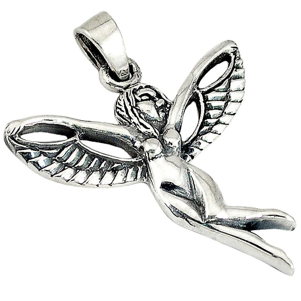 Indonesian bali java island 925 sterling silver angel wings fairy pendant p1429