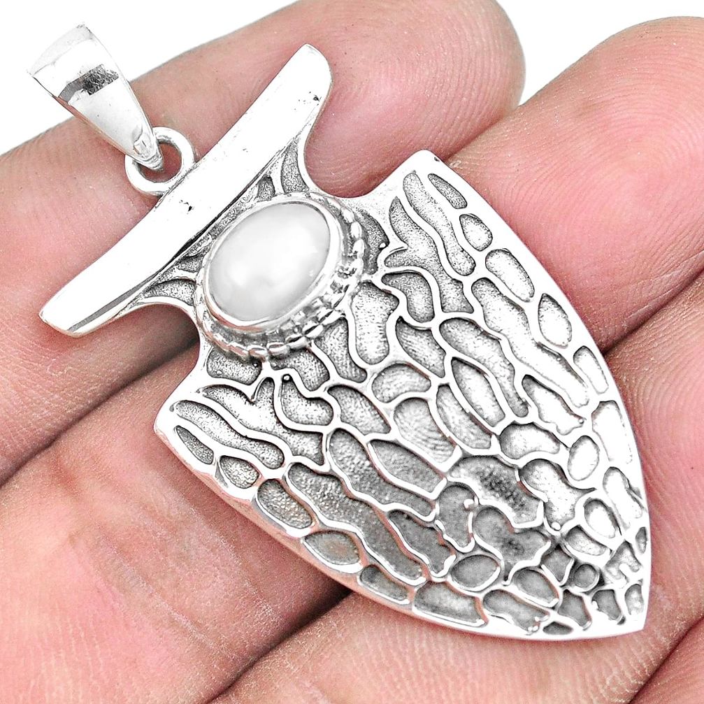 2.01cts natural white pearl oval 925 sterling silver pendant jewelry p14370