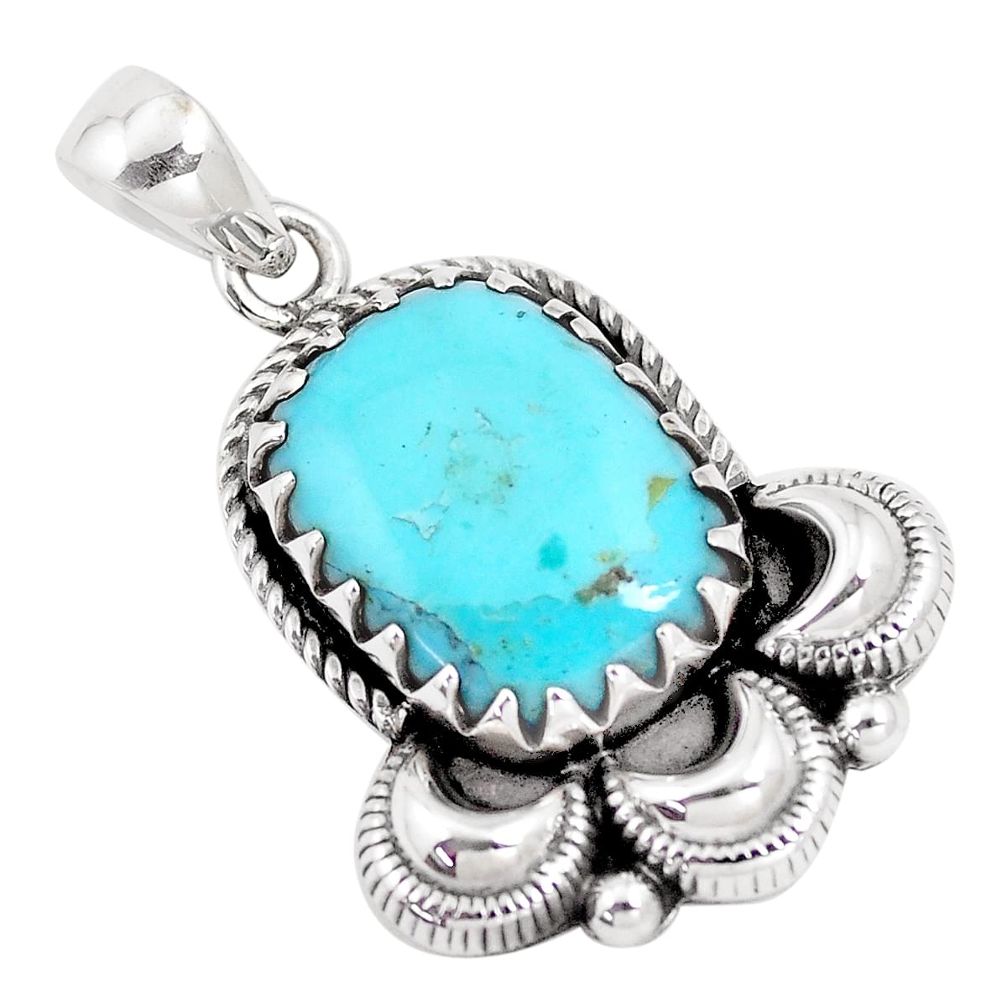 12.83cts green arizona mohave turquoise 925 sterling silver pendant p14405