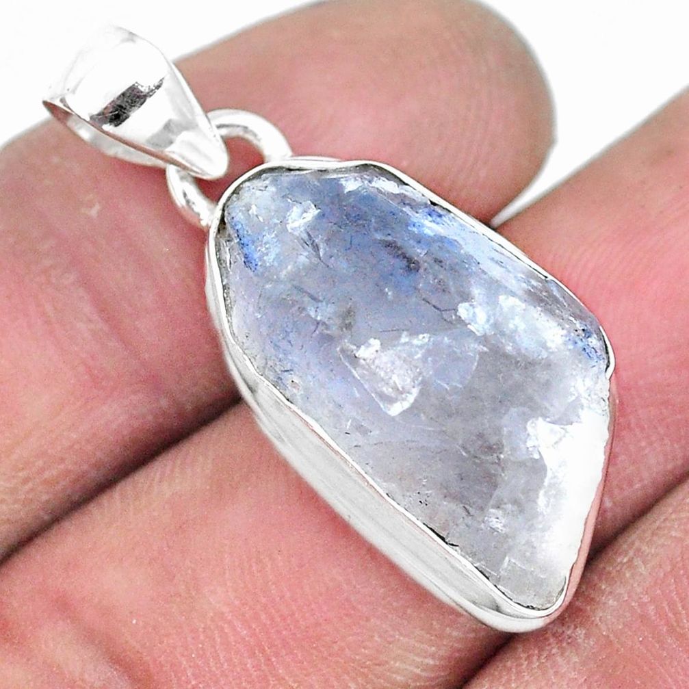 14.14cts natural blue dumortierite rough 925 sterling silver pendant p14581