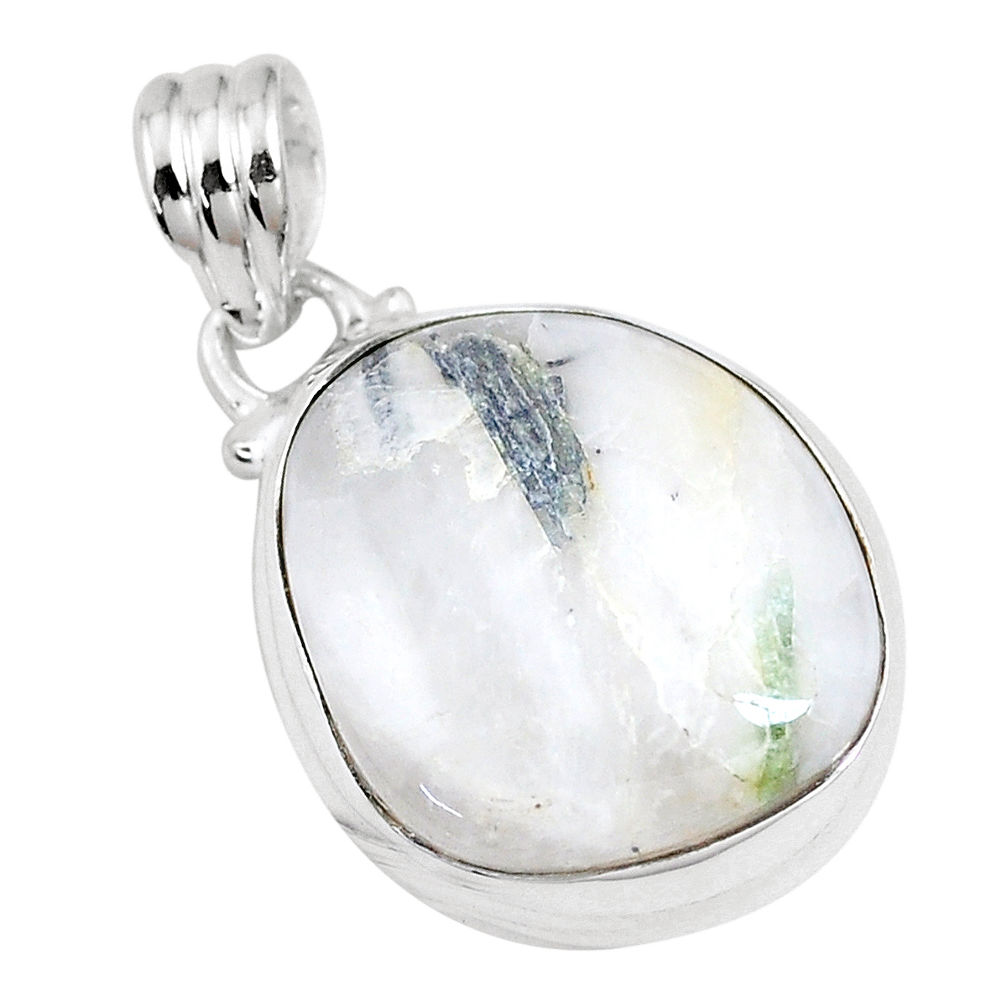 13.56cts natural green tourmaline in quartz 925 sterling silver pendant p14659