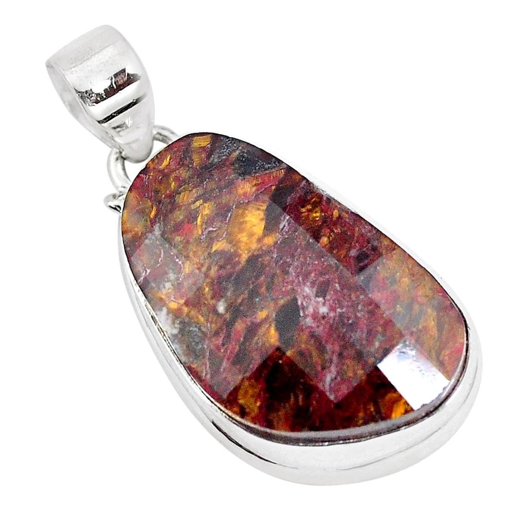 19.23cts natural brown pietersite (african) 925 sterling silver pendant p14665