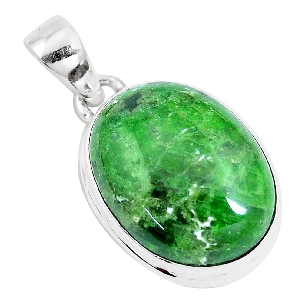 17.55cts natural green chrome diopside 925 sterling silver pendant p14682