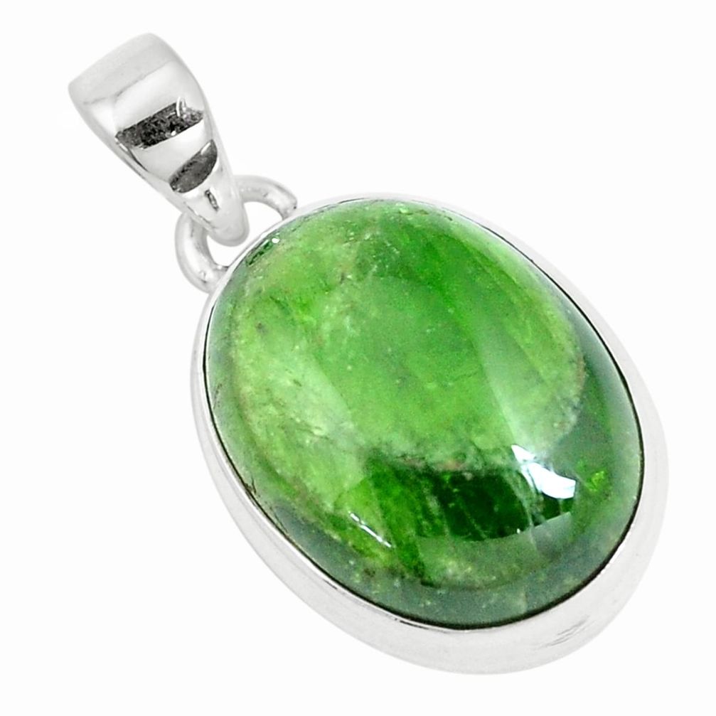 17.22cts natural green chrome diopside oval 925 sterling silver pendant p14690