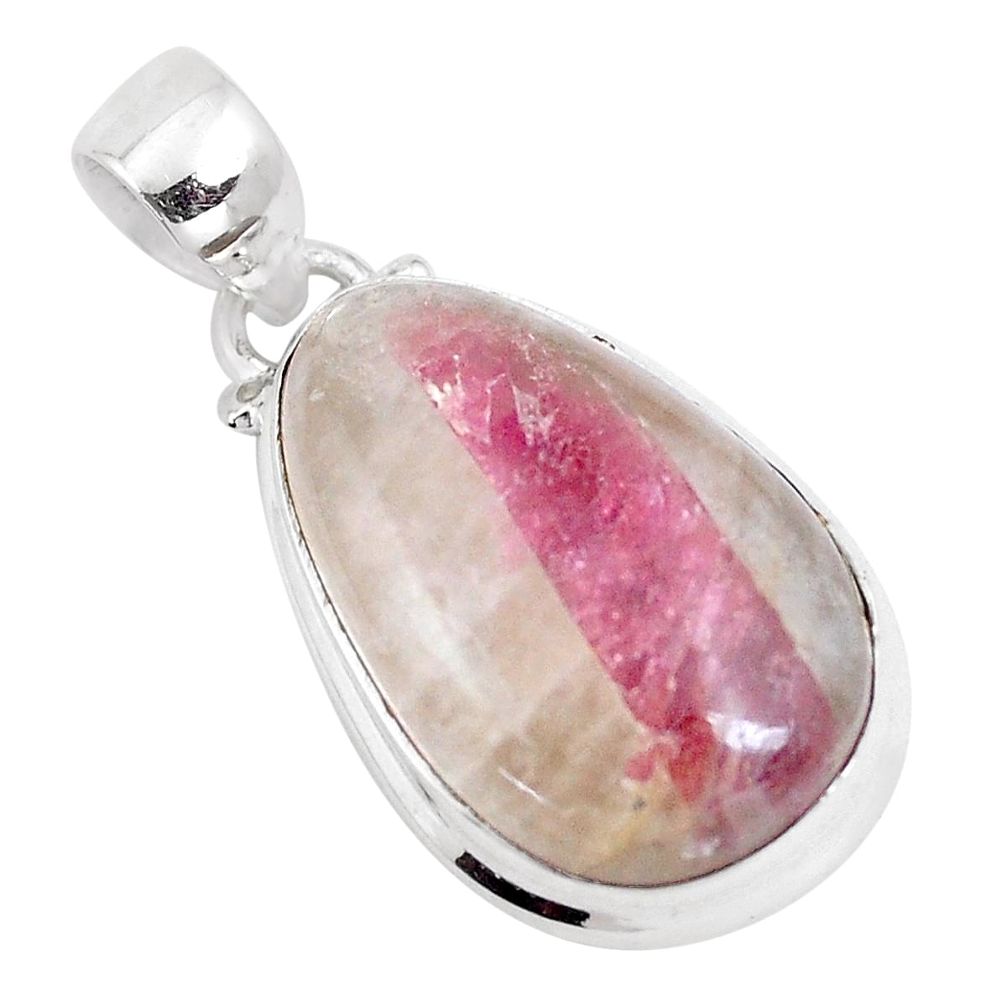 16.20cts natural pink tourmaline in quartz 925 sterling silver pendant p14740
