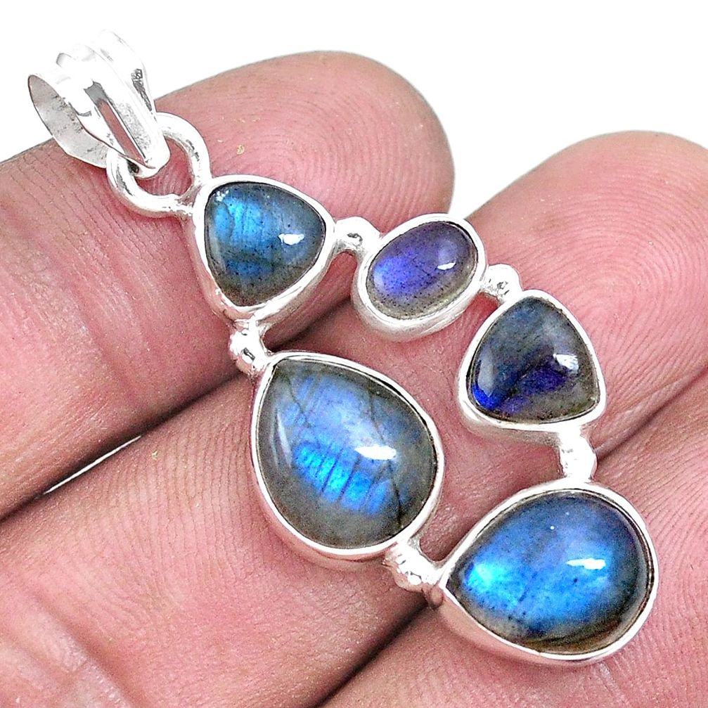 925 sterling silver 14.12cts natural blue labradorite pendant jewelry p15023