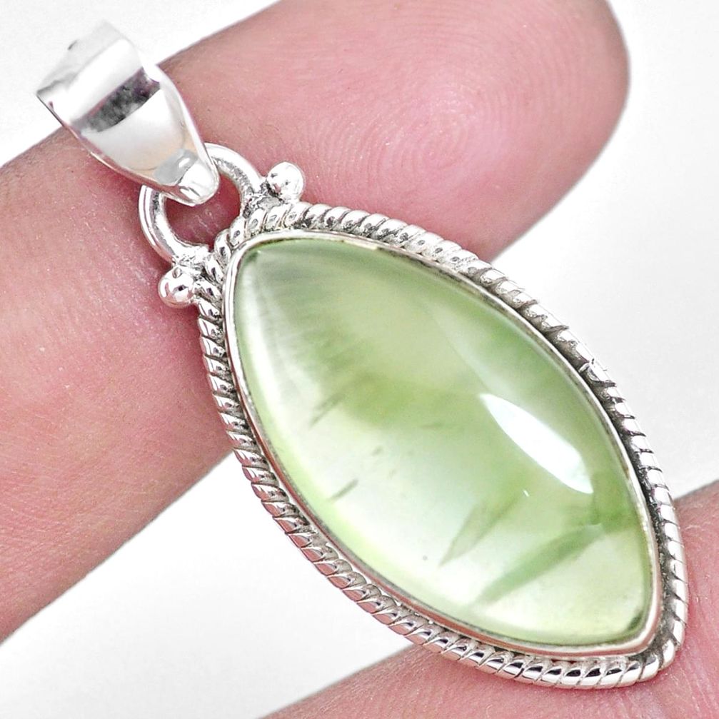 15.02cts natural green prehnite 925 sterling silver pendant jewelry p15818