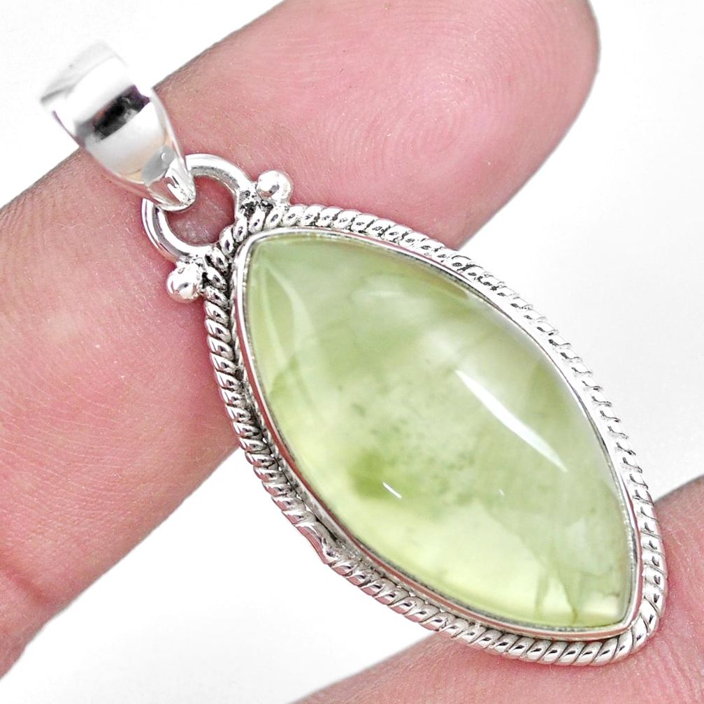 925 sterling silver 20.07cts natural green prehnite pendant jewelry p15820