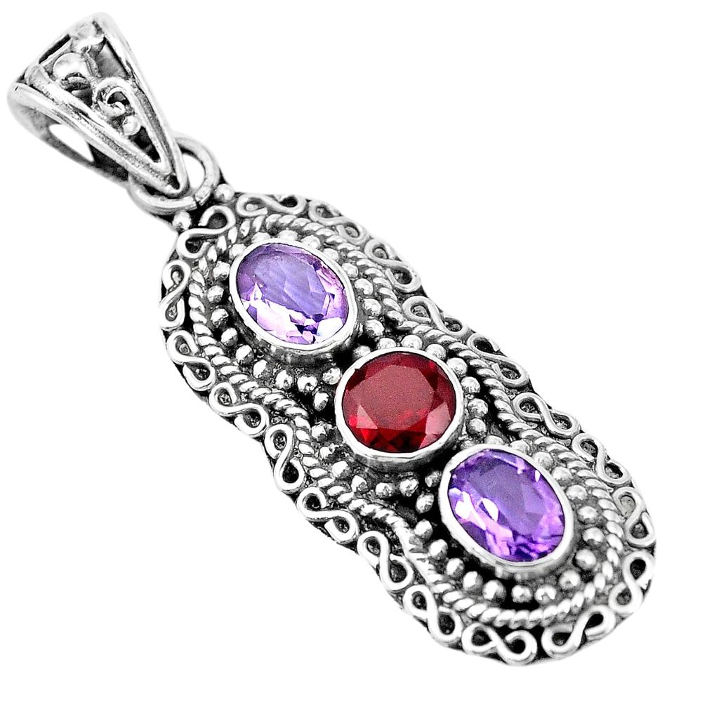 4.70cts natural red garnet amethyst 925 sterling silver pendant jewelry p15841