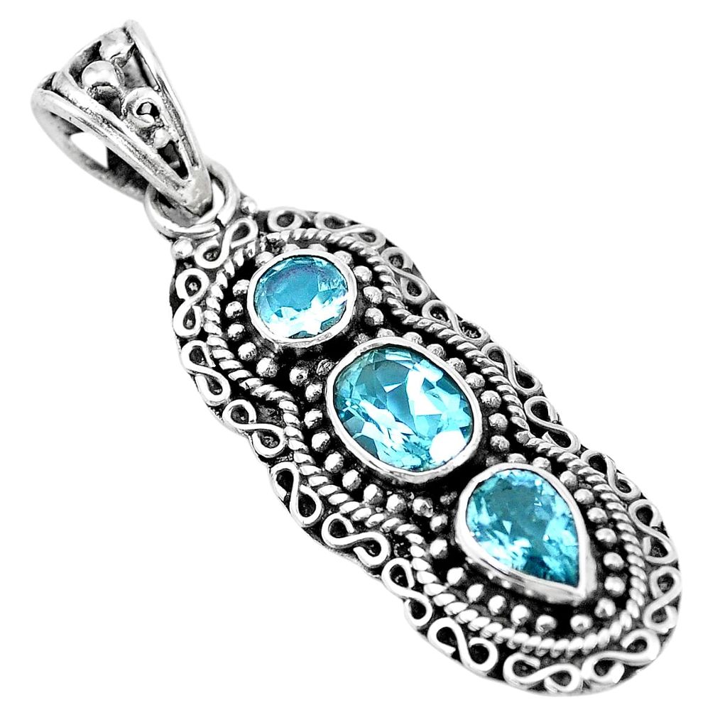 5.30cts natural blue topaz 925 sterling silver pendant jewelry p15853