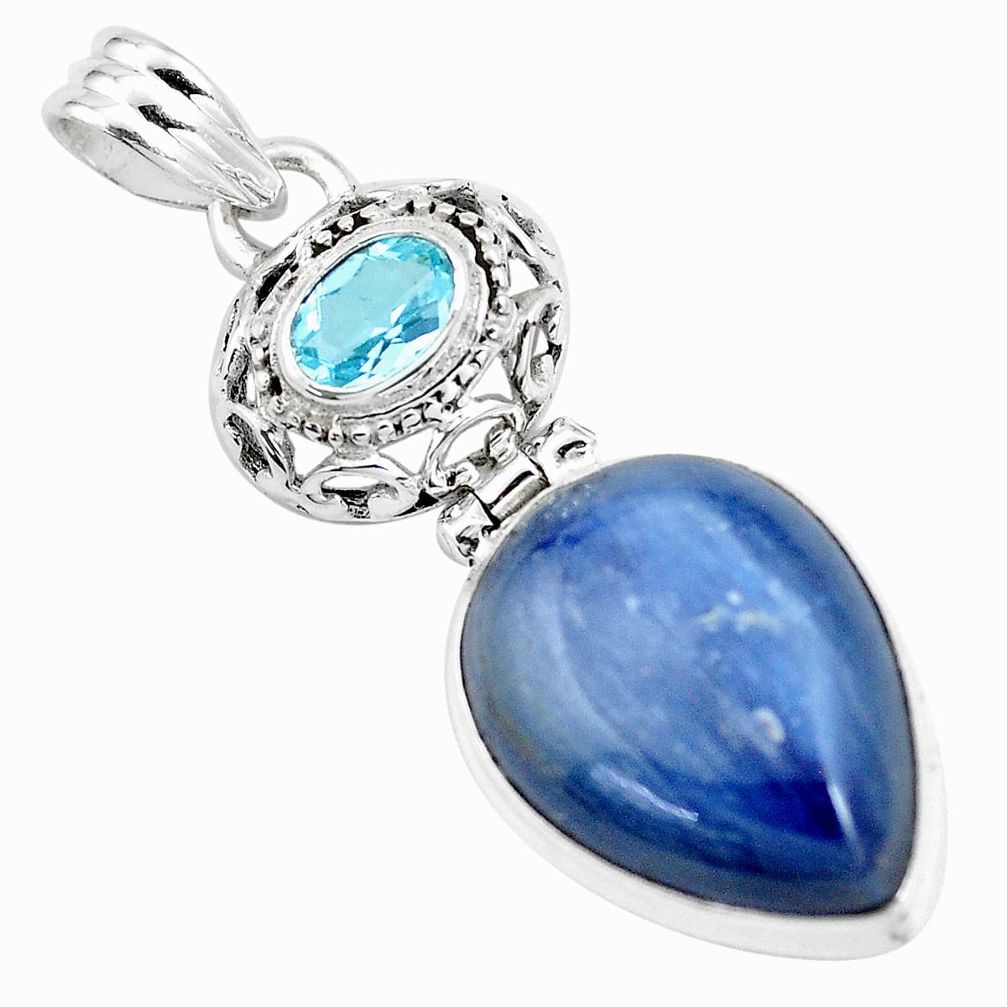 16.70cts natural blue kyanite topaz 925 sterling silver pendant jewelry p16137