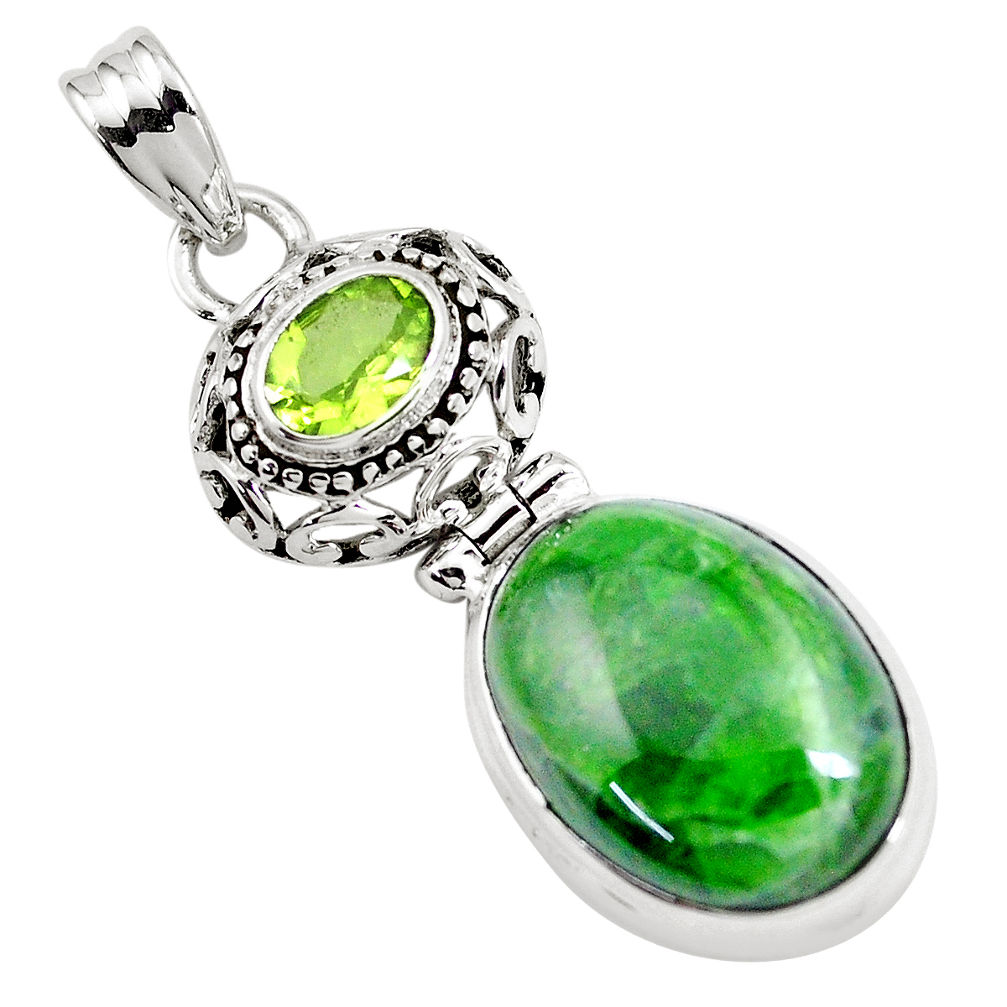 925 silver 14.26cts natural green chrome diopside peridot pendant jewelry p16255