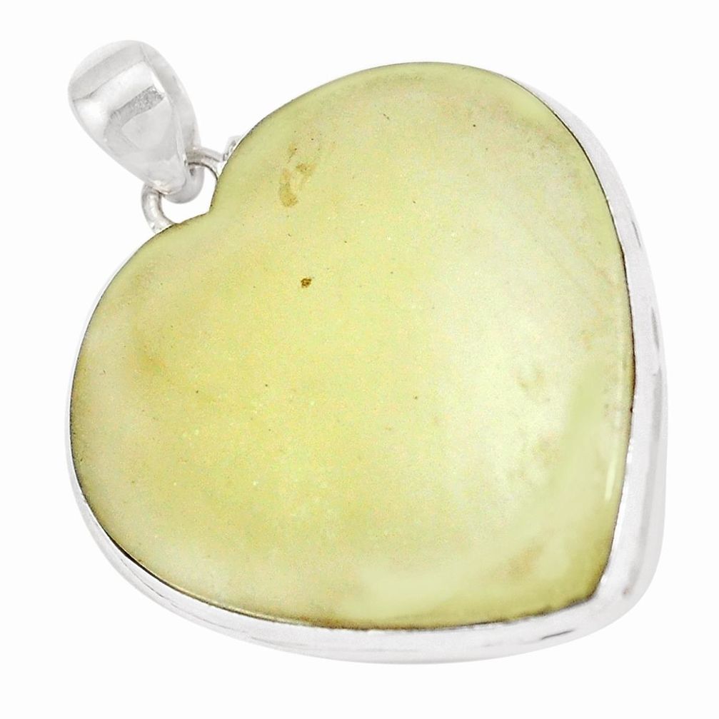 31.00cts natural libyan desert glass 925 silver heart pendant jewelry p16375