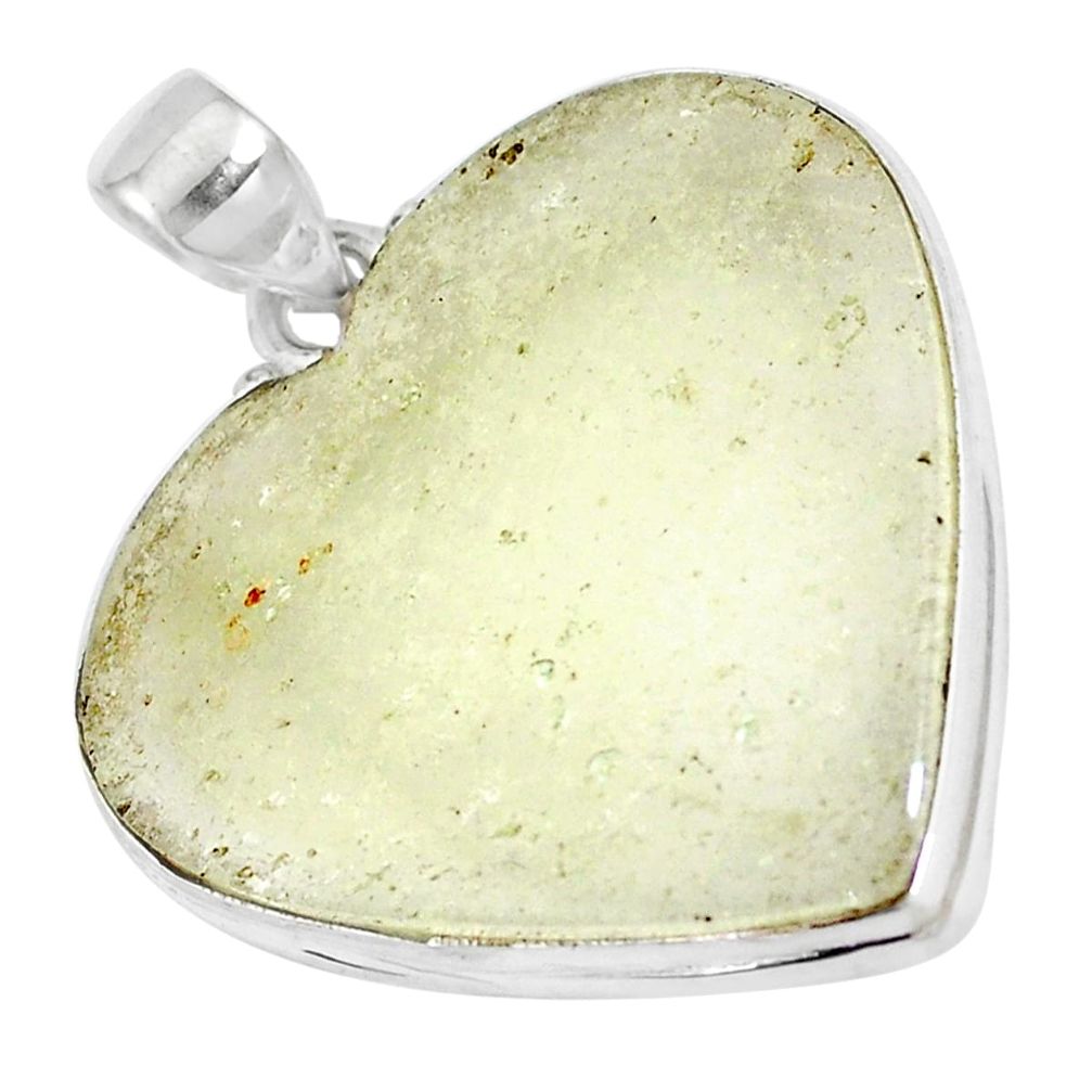 22.87cts natural libyan desert glass 925 sterling silver heart pendant p16376