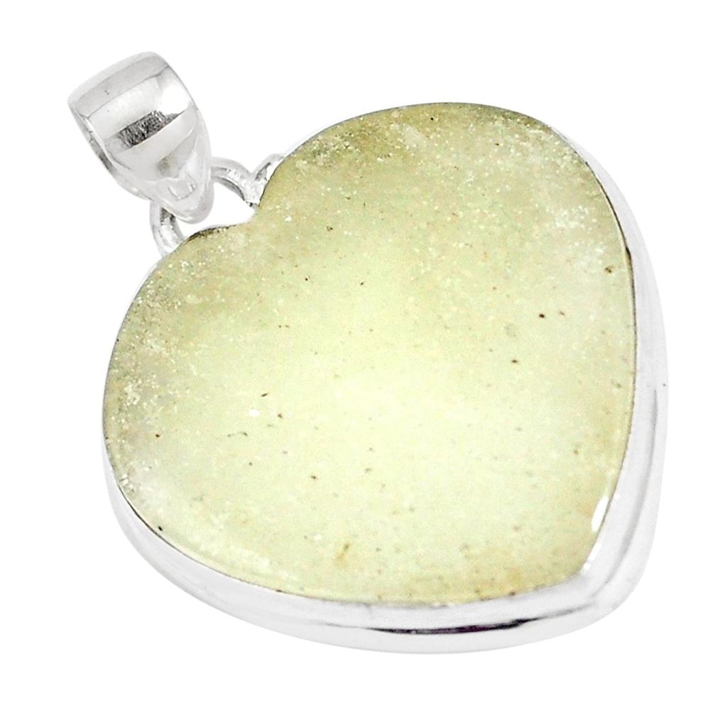 20.51cts natural bronze libyan desert glass heart 925 silver pendant p16379