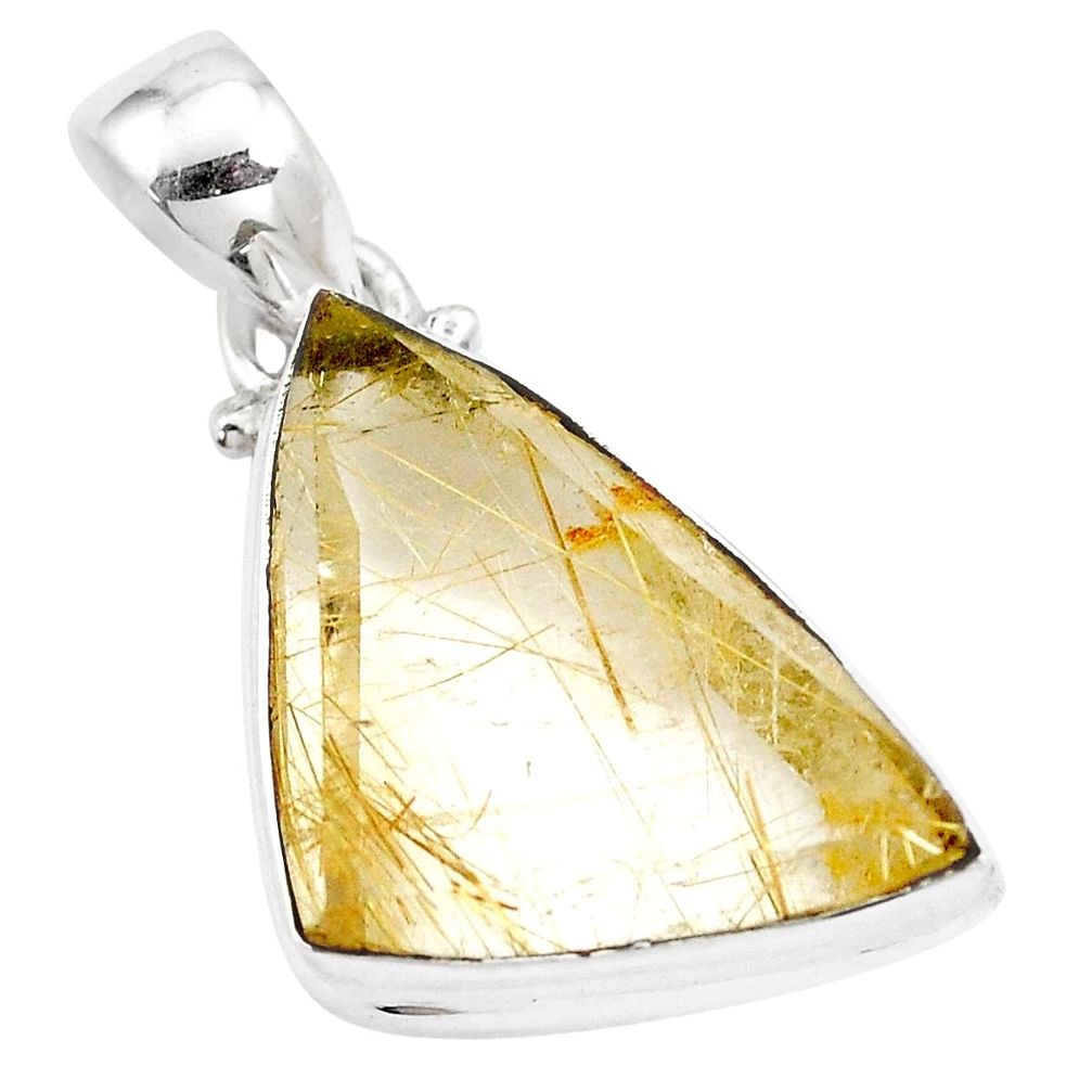 16.54cts natural golden tourmaline rutile 925 sterling silver pendant p16400