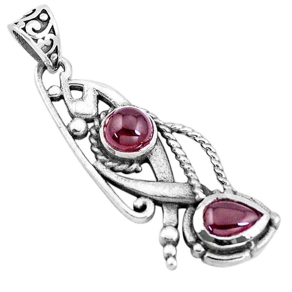 925 sterling silver 3.32cts natural red garnet pear pendant jewelry p16547