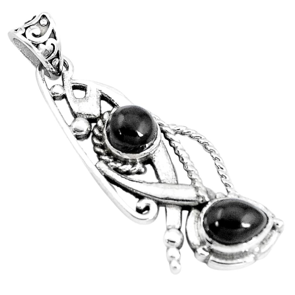 3.31cts natural black onyx pear 925 sterling silver pendant jewelry p16549