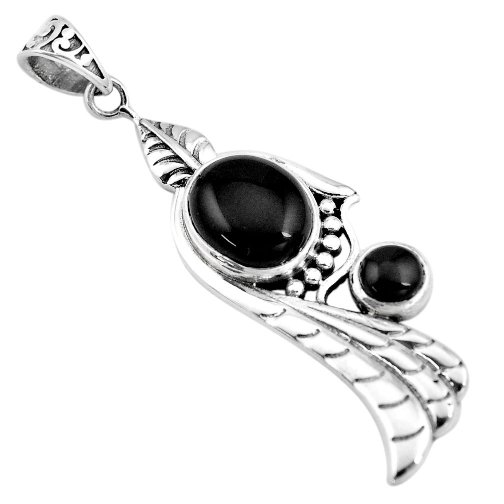 925 sterling silver 6.25cts natural black onyx oval pendant jewelry p16569