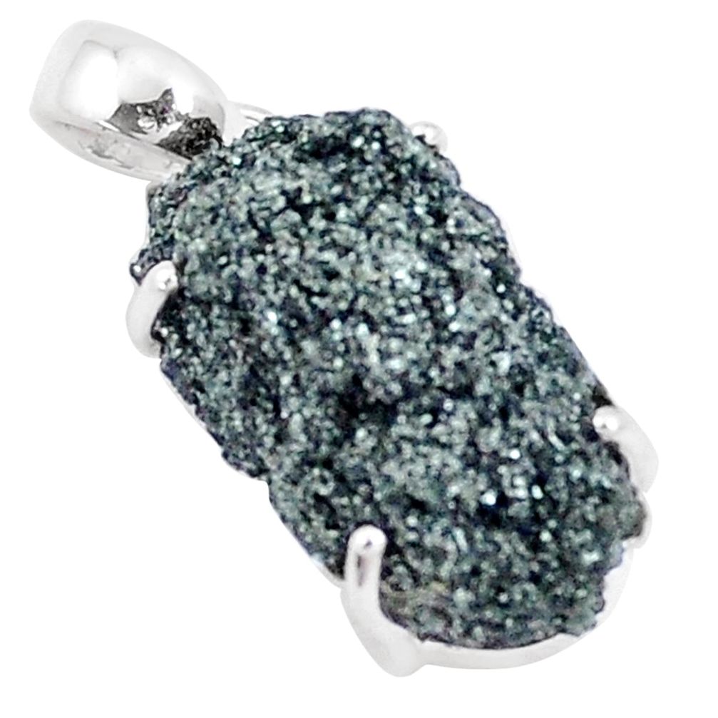 12.58cts natural green seraphinite in quartz 925 sterling silver pendant p16633