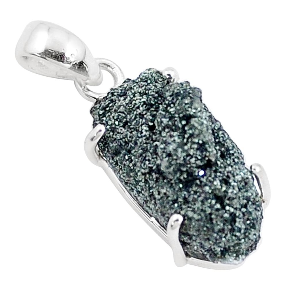 925 sterling silver 12.22cts natural green seraphinite in quartz pendant p16635