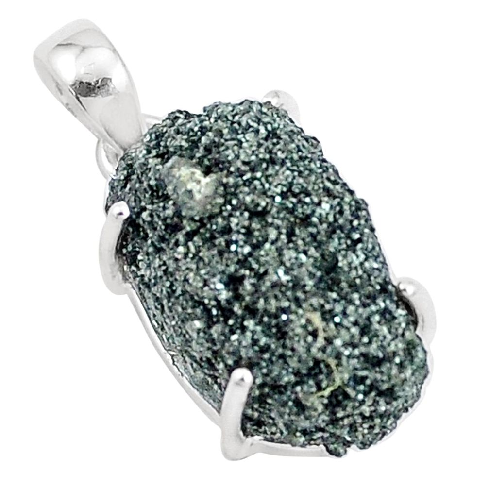 15.08cts natural green seraphinite in quartz 925 sterling silver pendant p16637