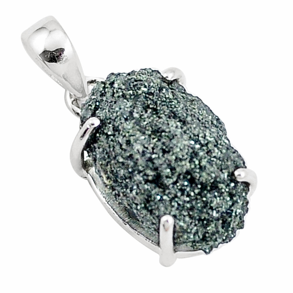 925 sterling silver 12.58cts natural green seraphinite in quartz pendant p16640