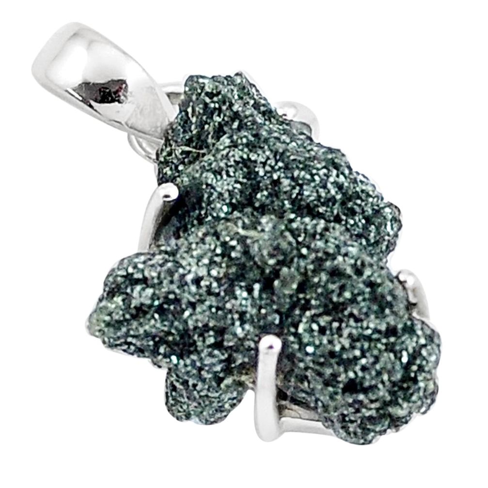 10.62cts natural green seraphinite in quartz 925 sterling silver pendant p16648