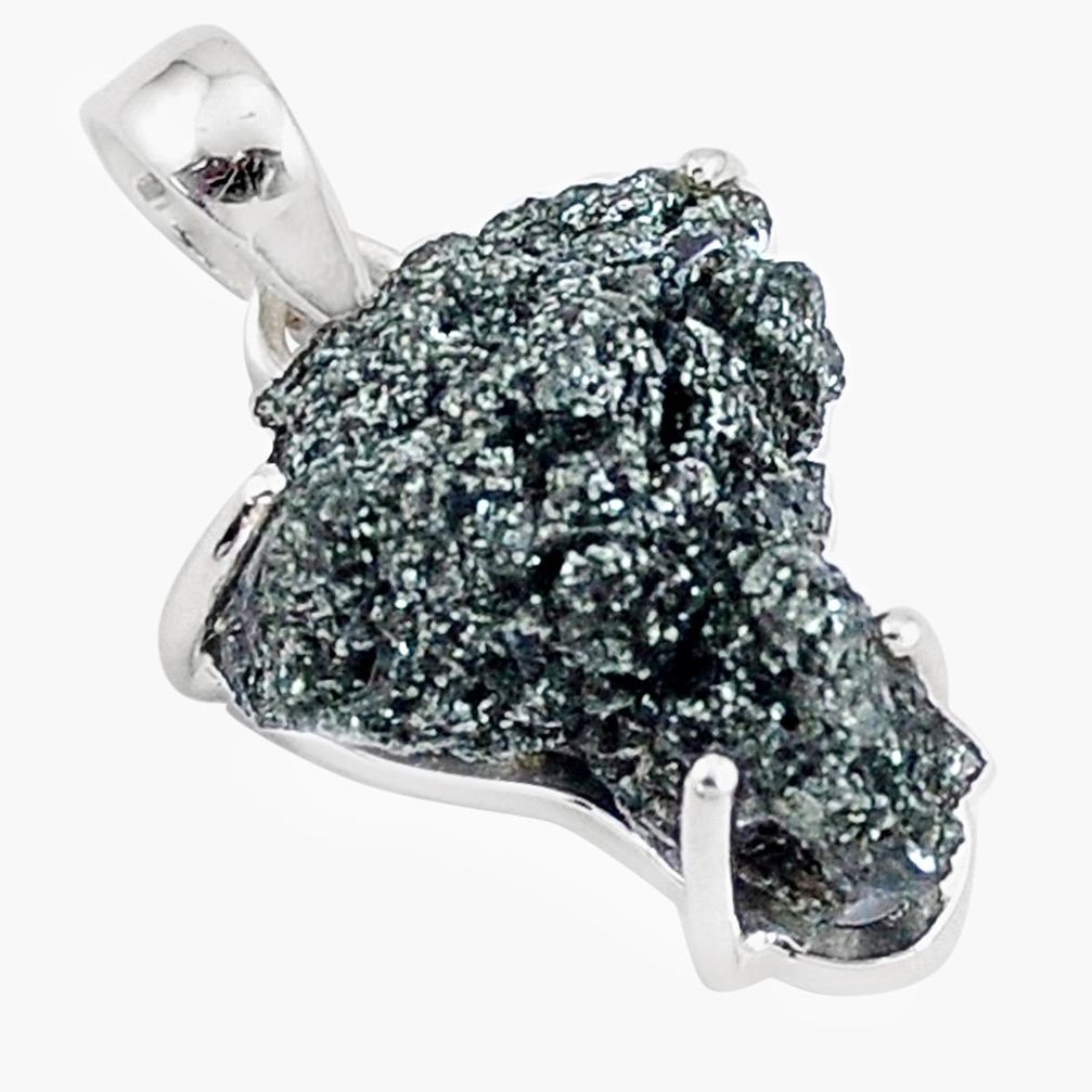 925 silver 11.73cts natural green seraphinite in quartz pendant jewelry p16653