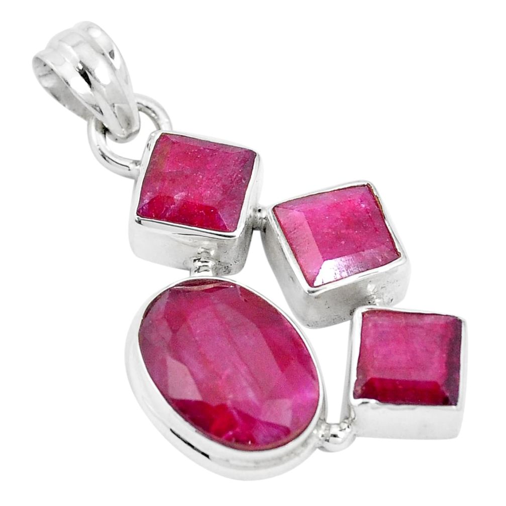 16.92cts natural red ruby 925 sterling silver pendant jewelry p17172