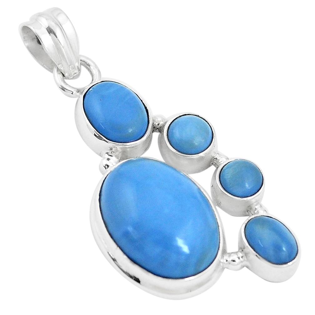 15.44cts natural blue owyhee opal oval sterling silver pendant jewelry p17193
