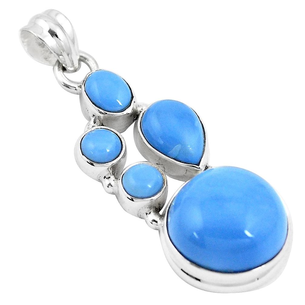 16.79cts natural blue owyhee opal 925 sterling silver pendant jewelry p17198