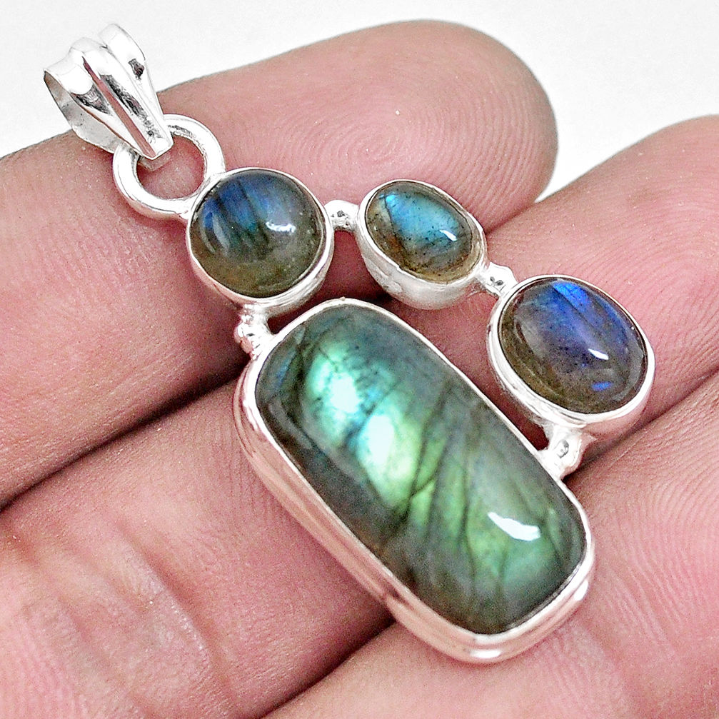 17.67cts natural blue labradorite 925 sterling silver pendant jewelry p17239